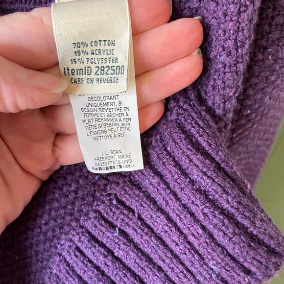 LL Bean Sweater Womens Small Purple Heathered Vintage Knit Long Cardigan Casual - Picture 5 of 11